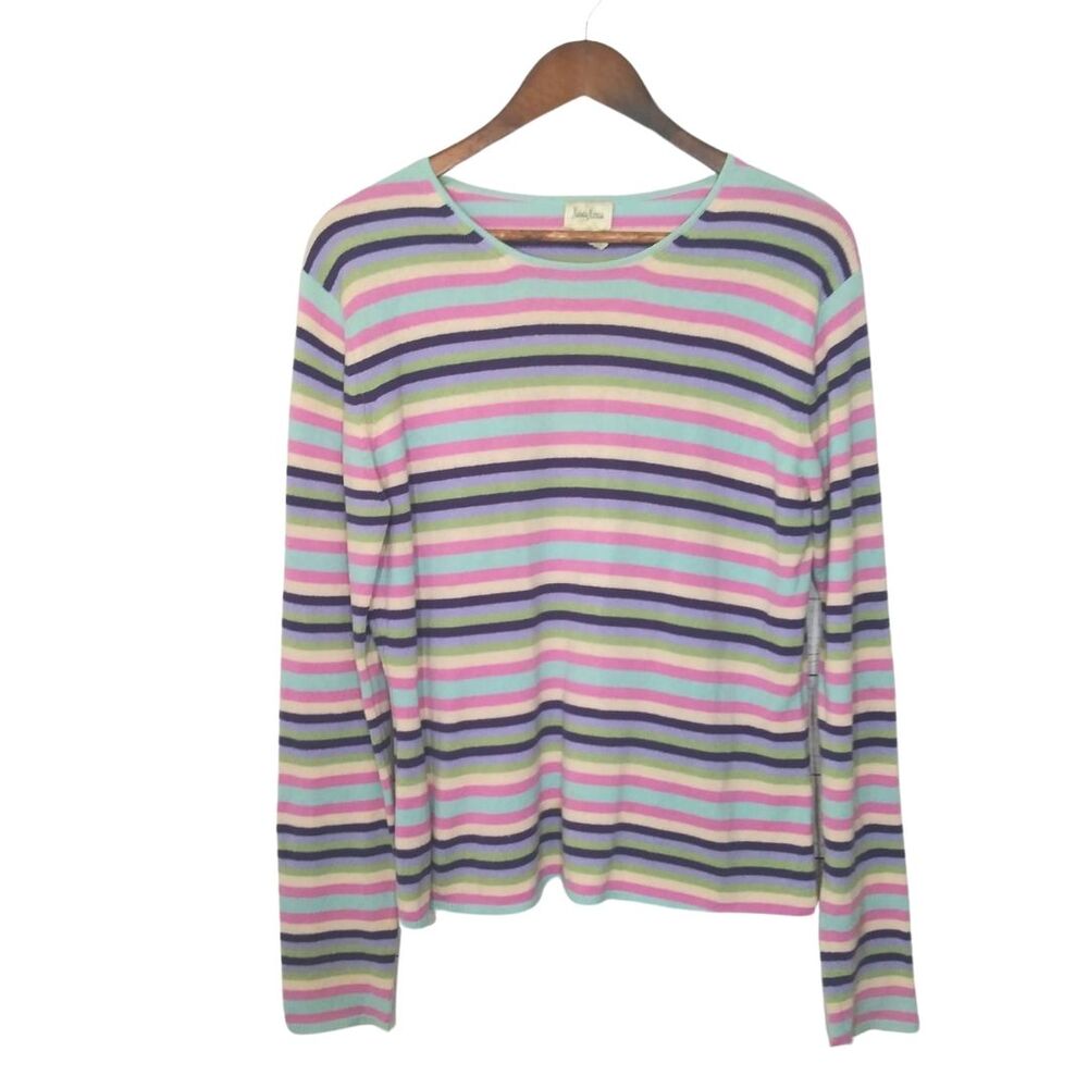 Neiman Marcus Colorful Striped Cashmere Sweater Sz XL Soft Girl